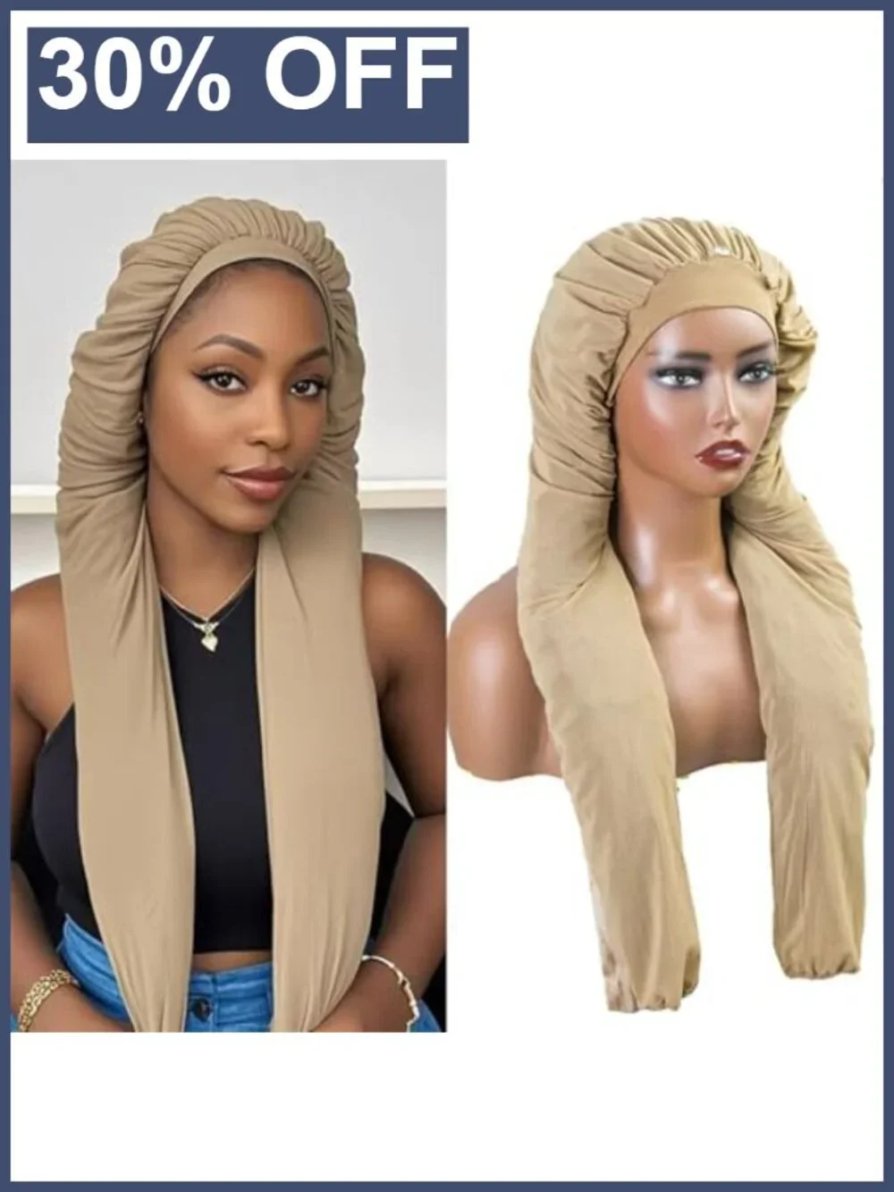 Long Hair Bonnet for Braids, Sleeping, Breathable Stretch Nylon Night Cap